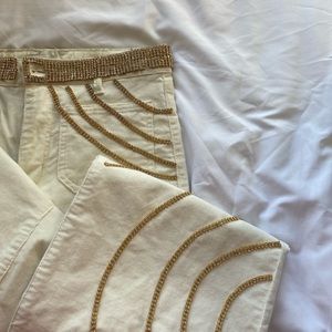 Bedazzled white jeans